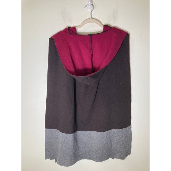 Lysse New York Color Block Knit Hooded Shawl Sz S - Picture 2 of 2